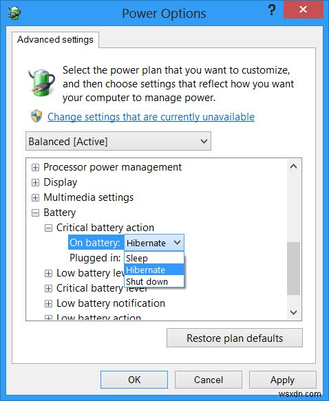 เปลี่ยนการดำเนินการแบตเตอรี่ระดับวิกฤตและการดำเนินการแบตเตอรี่ระดับต่ำใน Windows 11/10 