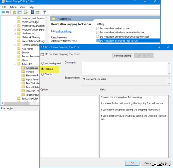 วิธีเปิดใช้งานหรือปิดใช้งาน Snipping Tool หรือ Print Screen ใน Windows 11/10 