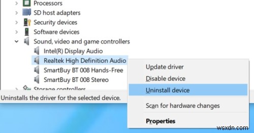 อุปกรณ์เสียงความละเอียดสูงมีปัญหาไดรเวอร์ใน Windows 10 