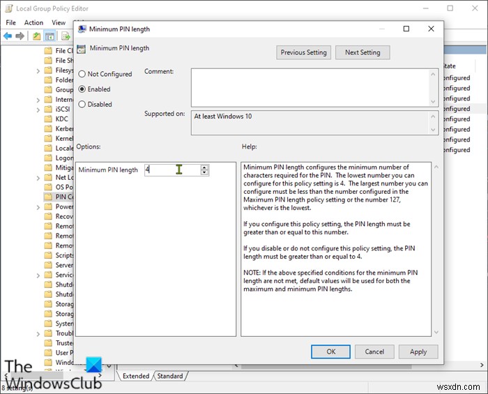 วิธีระบุความยาว PIN ขั้นต่ำและสูงสุดใน Windows 11/10 