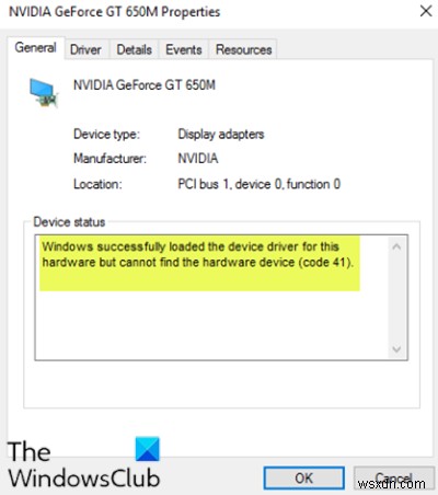 Windows โหลดไดรเวอร์อุปกรณ์สำหรับฮาร์ดแวร์นี้สำเร็จแล้ว แต่ไม่พบอุปกรณ์ฮาร์ดแวร์ (รหัส 41) 