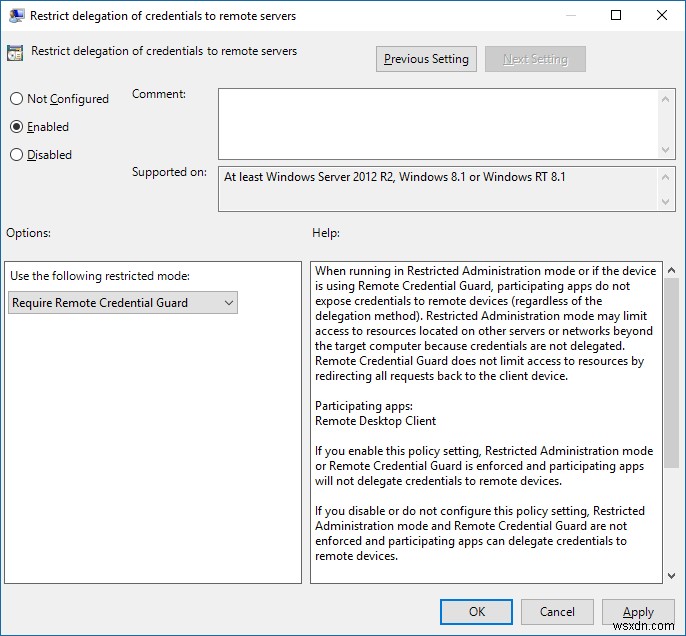 Remote Credential Guard ปกป้องข้อมูลรับรอง Remote Desktop ใน Windows 10 