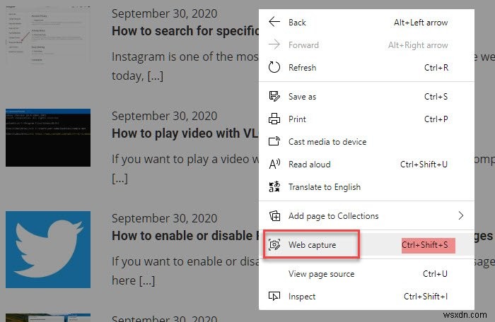 วิธีใช้ Web Capture ใน Microsoft Edge บน Windows 10 