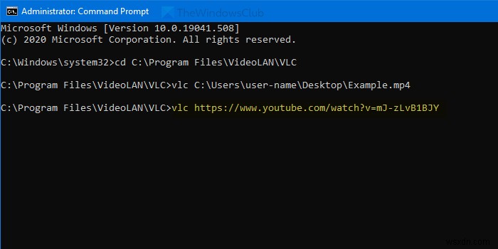 วิธีเล่นวิดีโอด้วย VLC โดยใช้ Command Prompt 