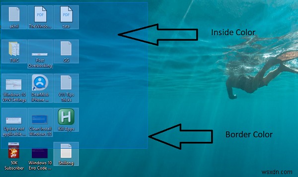 วิธีเปลี่ยนสีกล่องสี่เหลี่ยมการเลือกโปร่งแสงใน Windows 11/10 