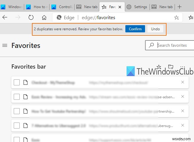 วิธีลบ Duplicate Favorites ในเบราว์เซอร์ Microsoft Edge 