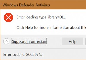 ข้อผิดพลาดของ Windows Defender กำลังโหลดไลบรารีประเภท/DLL, 0x80029c4a 