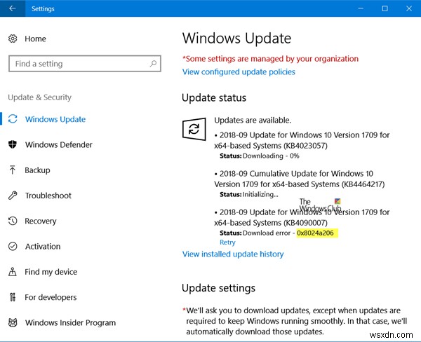 แก้ไขข้อผิดพลาด Windows Update 0x8024a206 ใน Windows 11/10 
