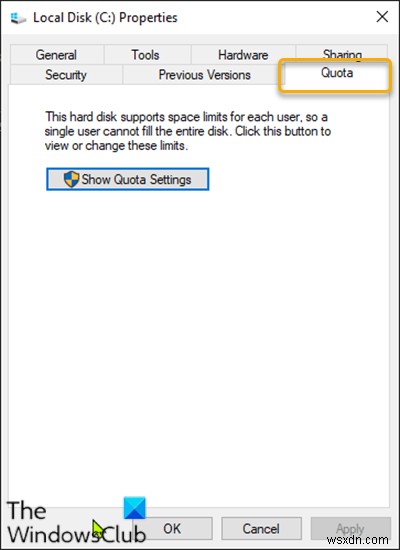 วิธีเพิ่มหรือลบแท็บโควต้าในคุณสมบัติของไดรฟ์ใน Windows 10 