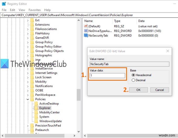 จะเพิ่มหรือลบแท็บ Security จาก File Explorer ใน Windows 10 ได้อย่างไร 