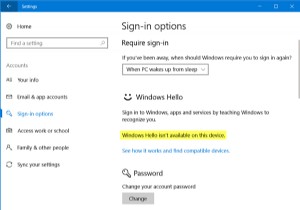 Windows Hello ไม่พร้อมใช้งานบนอุปกรณ์นี้ แก้ไขปัญหา Windows Hello 