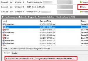 การปรับใช้ SCEP กับอุปกรณ์ Windows 10 ล้มเหลวหลังจากที่คุณต่ออายุใบรับรอง CA 