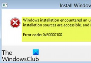 การติดตั้ง Windows พบข้อผิดพลาดที่ไม่คาดคิด 0xE0000100 