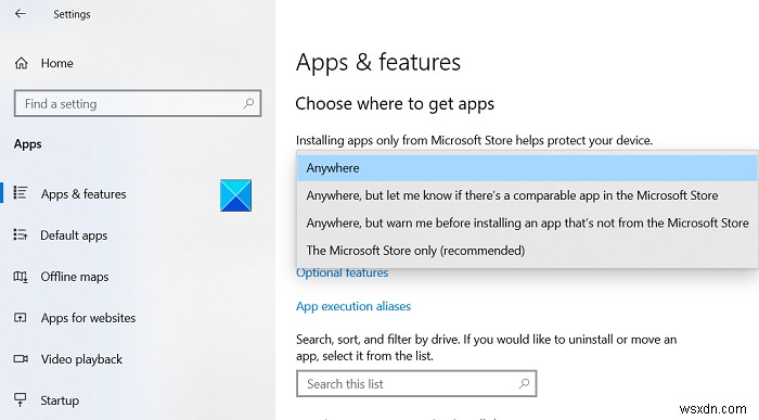 เลือกตำแหน่งที่จะรับตัวเลือกแอพเป็นสีเทาในการตั้งค่า Windows 10 
