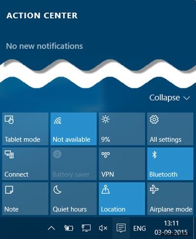วิธีปิดการใช้งาน Notification and Action Center ใน Windows 10 