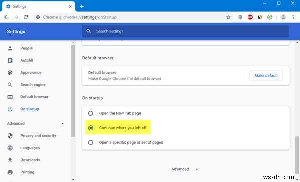 ทำต่อจากที่ค้างไว้แล้วไม่ทำงานบน Chrome หรือ Edge ใน Windows 11/10 