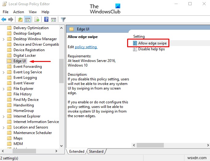 วิธีปิดการใช้งาน Screen Edge Swipe ใน Windows 10 