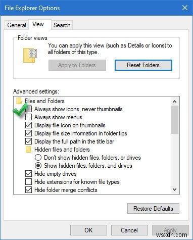 เปิดหรือปิดการแสดงตัวอย่างภาพขนาดย่อใน File Explorer ใน Windows 11/10 