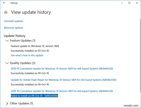 ไม่สามารถติดตั้ง Windows Update ด้วยรหัสข้อผิดพลาด 0x8024200D 