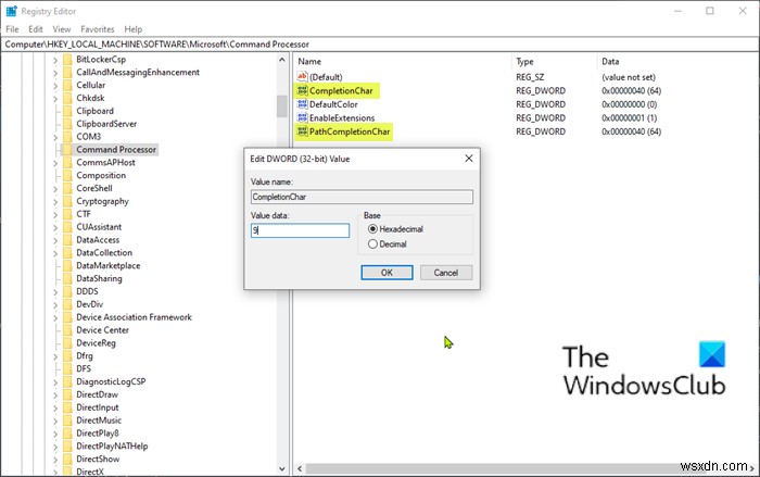 ปุ่ม TAB สำหรับการเติมข้อความอัตโนมัติไม่ทำงานในพรอมต์คำสั่งของ Windows 10 