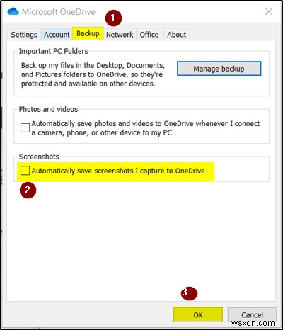 หยุด OneDrive จากการใช้ปุ่ม Print Screen บน Windows 11/10 