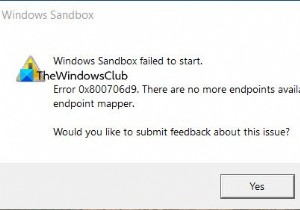 Windows Sandbox ไม่สามารถเริ่มได้ ข้อผิดพลาด 0x800706d9 