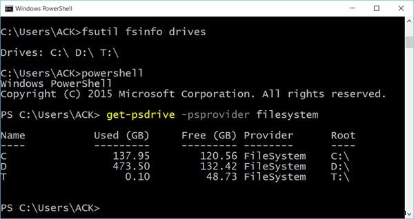 แสดงรายการฮาร์ดไดรฟ์โดยใช้ Command Prompt &PowerShell ใน Windows 11/10 