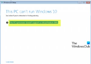 โปรเซสเซอร์ของพีซีเครื่องนี้ไม่รองรับคุณสมบัติที่สำคัญ 