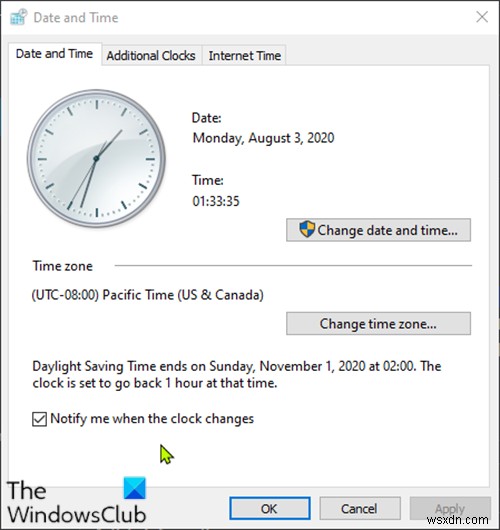 Windows 11/10 ไม่อัปเดตการเปลี่ยนแปลงเวลาออมแสง (DST) 