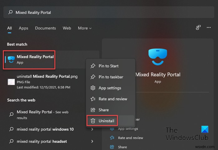 วิธีถอนการติดตั้ง Mixed Reality Portal ใน Windows 11/10 