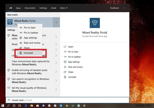 วิธีถอนการติดตั้ง Mixed Reality Portal ใน Windows 11/10 