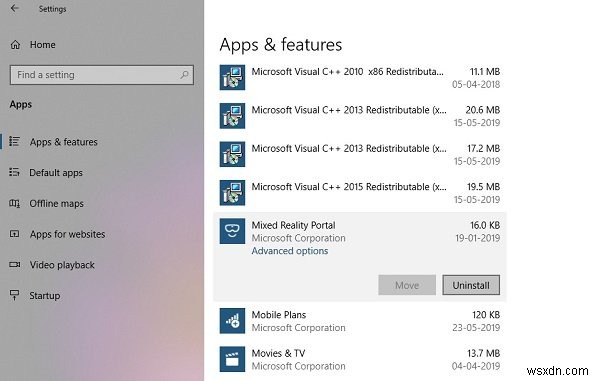 วิธีถอนการติดตั้ง Mixed Reality Portal ใน Windows 11/10 