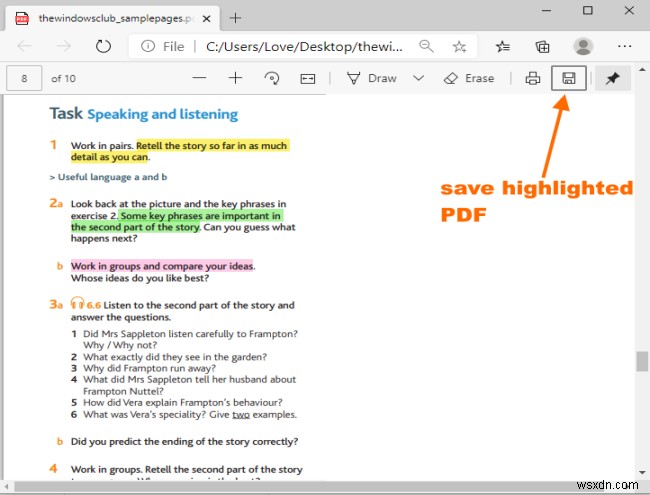 วิธีเน้นข้อความในเอกสาร PDF ในเบราว์เซอร์ Microsoft Edge 