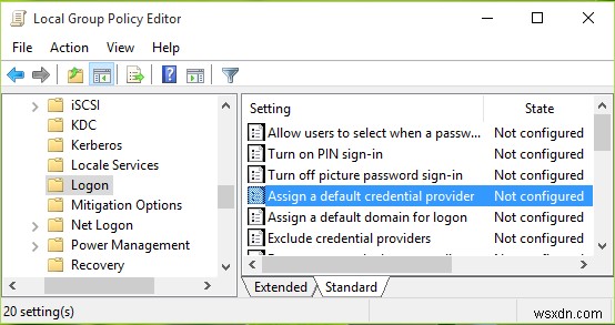 วิธีกำหนด Credential Provider เริ่มต้นใน Windows 11/10 