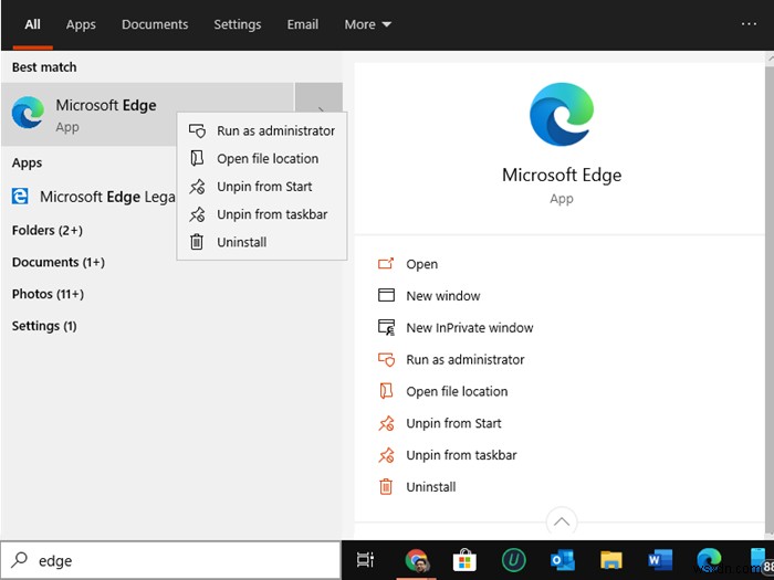วิธีถอนการติดตั้ง Microsoft Edge Chromium Browser ใน Windows 10 
