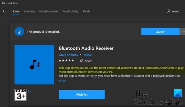 สตรีมเพลงจาก Android และ iPhone ไปยังพีซีที่ใช้ Windows 11/10 ผ่าน Bluetooth A2DP Sink 