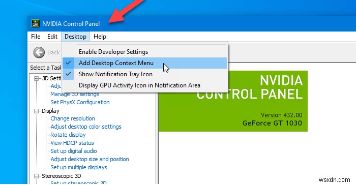 วิธีลบ NVIDIA Control Panel จาก Context Menu และ System Tray 