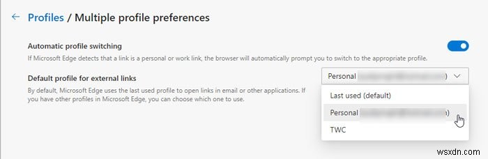 วิธีระบุโปรไฟล์เริ่มต้นเพื่อเปิดลิงก์ภายนอกใน Microsoft Edge 