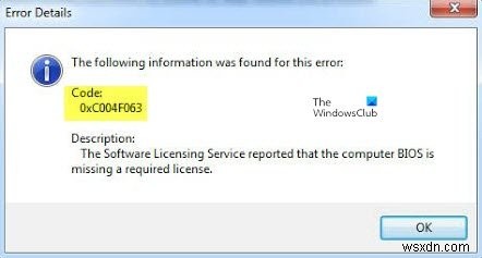 วิธีแก้ไขข้อผิดพลาดการเปิดใช้งาน Windows 0xc004f063 ใน Windows 10 