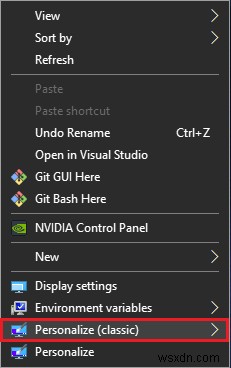 วิธีเพิ่ม Personalize (Classic) ให้กับ Context Menu ใน Windows 10 