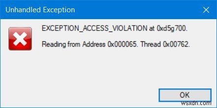 ข้อผิดพลาดการละเมิดการเข้าถึงข้อยกเว้นที่ไม่สามารถจัดการได้ใน Windows 11/10 