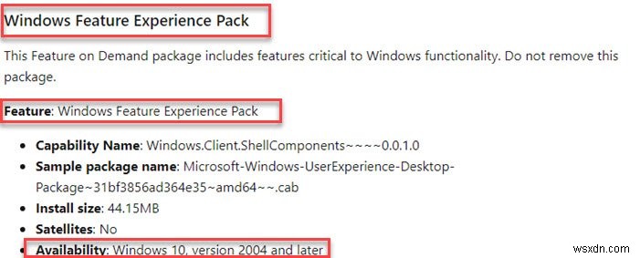 Windows Feature Experience Pack ใน Windows 11/10 คืออะไร 