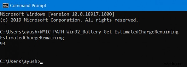 วิธีตรวจสอบระดับแบตเตอรี่โดยใช้บรรทัดคำสั่งใน Windows 11/10 