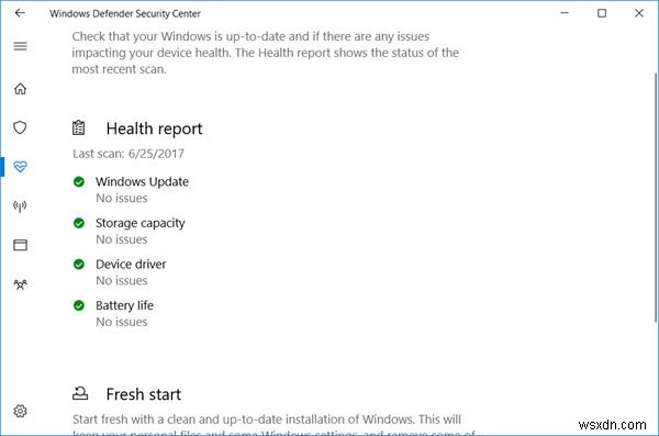 รายงานสุขภาพไม่พร้อมใช้งานใน Windows 10/11 
