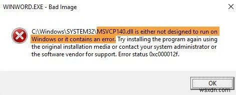 DLL ไม่ได้ออกแบบมาให้ทำงานบน Windows หรือมีข้อผิดพลาด 