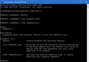 วิธีเปลี่ยนหรือลดขนาดของ hiberfil.sys ใน Windows 10 