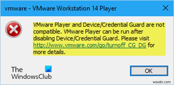 VMware Workstation และอุปกรณ์/Credential Guard ไม่รองรับใน Windows 10 