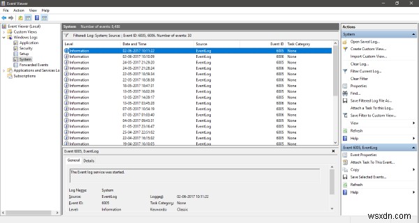 วิธีค้นหา Windows Downtime, Uptime และ Last Shutdown Time 