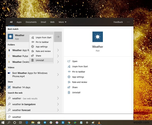 วิธีถอนการติดตั้ง Weather App ใน Windows 11/10 