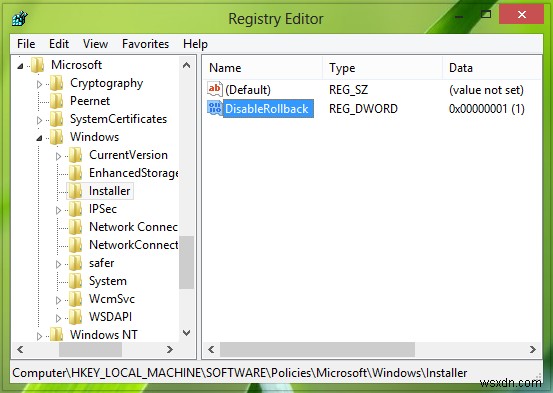 ปิดใช้งานคุณลักษณะย้อนกลับของ Windows Installer ใน Windows 11/10 